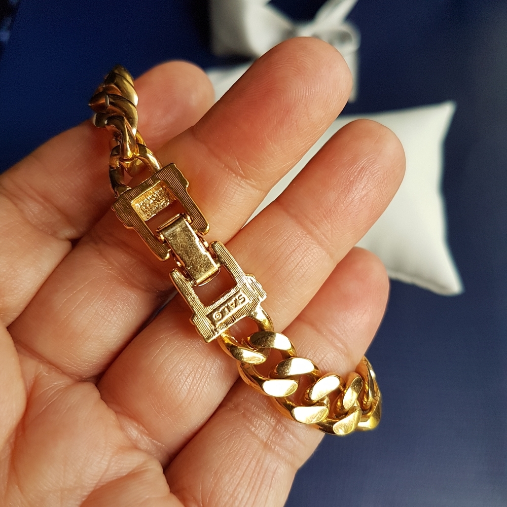 AUTHENTIC Swarovski Gold Plated Chunky Chain Link Vintage Bracelet - Picture 12 of 17
